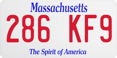 MA license plate 286KF9