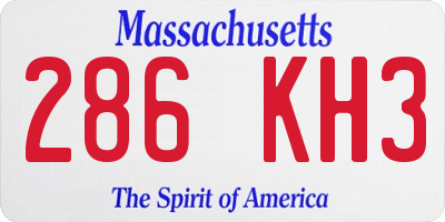 MA license plate 286KH3