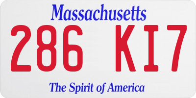 MA license plate 286KI7