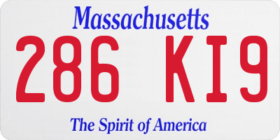 MA license plate 286KI9