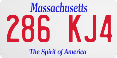 MA license plate 286KJ4