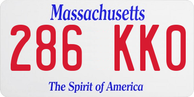 MA license plate 286KK0