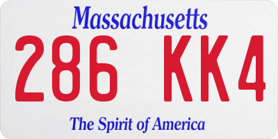 MA license plate 286KK4