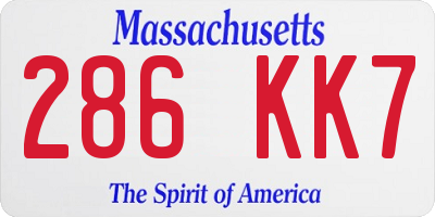 MA license plate 286KK7