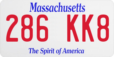 MA license plate 286KK8