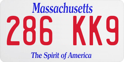 MA license plate 286KK9