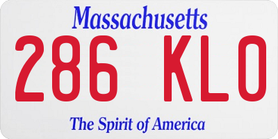 MA license plate 286KL0