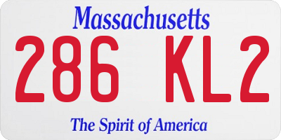 MA license plate 286KL2