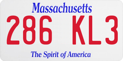 MA license plate 286KL3