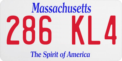 MA license plate 286KL4