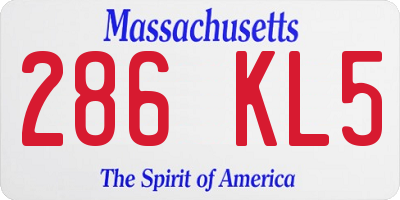 MA license plate 286KL5