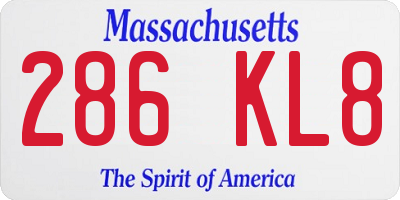 MA license plate 286KL8