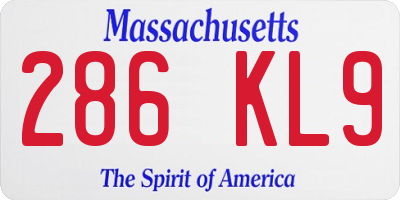 MA license plate 286KL9