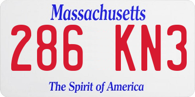 MA license plate 286KN3