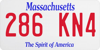 MA license plate 286KN4