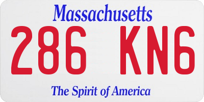 MA license plate 286KN6