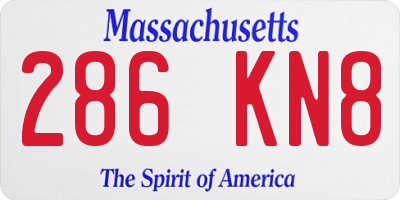 MA license plate 286KN8
