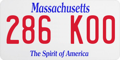 MA license plate 286KO0