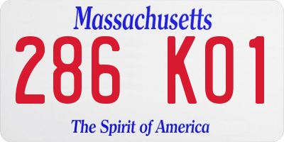 MA license plate 286KO1