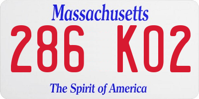 MA license plate 286KO2