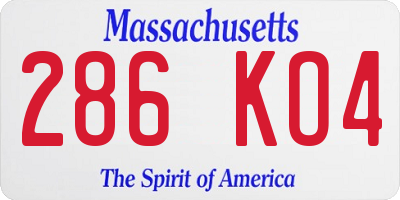 MA license plate 286KO4