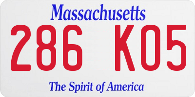 MA license plate 286KO5