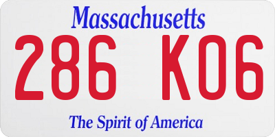 MA license plate 286KO6