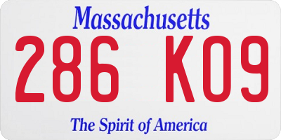 MA license plate 286KO9