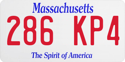 MA license plate 286KP4