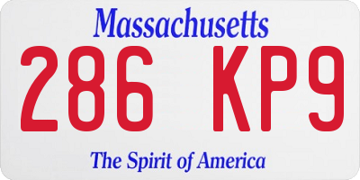 MA license plate 286KP9