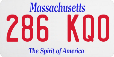MA license plate 286KQ0