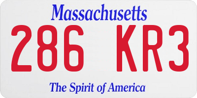 MA license plate 286KR3