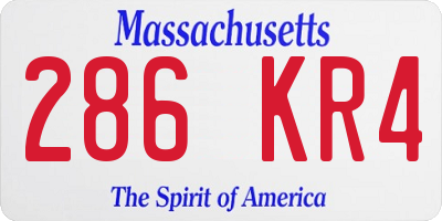 MA license plate 286KR4