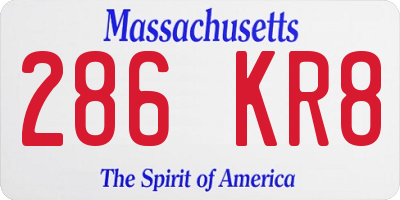 MA license plate 286KR8