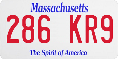 MA license plate 286KR9
