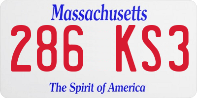 MA license plate 286KS3