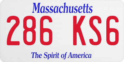 MA license plate 286KS6