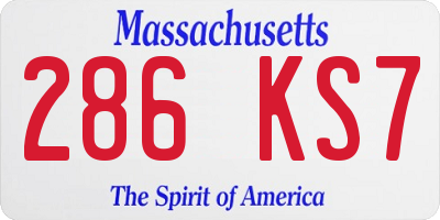 MA license plate 286KS7