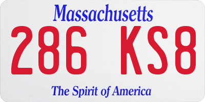 MA license plate 286KS8