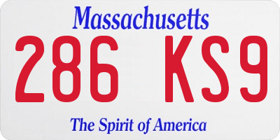 MA license plate 286KS9
