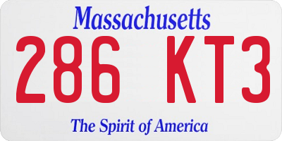 MA license plate 286KT3