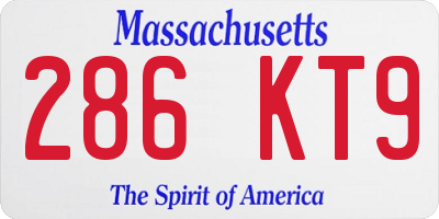 MA license plate 286KT9