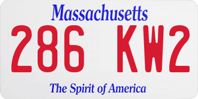 MA license plate 286KW2