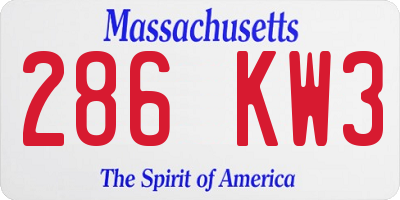 MA license plate 286KW3