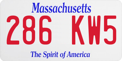 MA license plate 286KW5