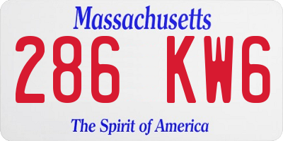 MA license plate 286KW6