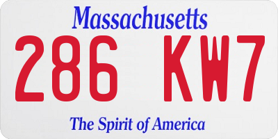 MA license plate 286KW7