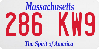 MA license plate 286KW9