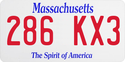 MA license plate 286KX3