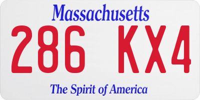 MA license plate 286KX4